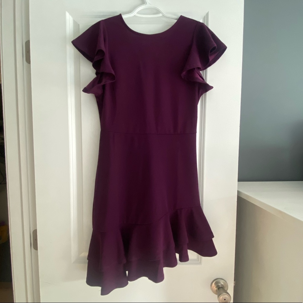 Floerns Women’s V back Inslace Layered Ruffle Hem Flutter Sleeve Dress